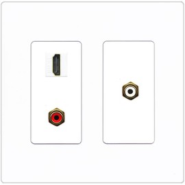 RiteAV HDMI and 2 RCA (Red/White) Wall Plate - 2 Gang [Screwless White]