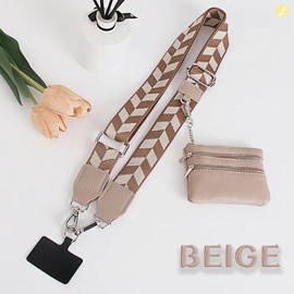 2025 New Crossbody Phone Strap, Anti-loss for Phone with Wallet Crossbody, Clip and Go Strap Crossbody With Zipper Pouch Wallet, Adjustable Phone Crossbody with Removable Wristlet, Gift for Mother's Day, Gift for Birthday:_White &Black