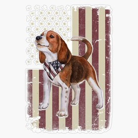 HOF Trading Beagle American Flag Bandana Patriotic 4Th of July Vinyl Sticker Waterproof Decal Laptop Wall Window Bumper Sticker 5"