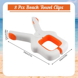 8 PCS Beach Towel Clips for Sun Loungers, Sunbed Towel Pegs for Sun Lounger, Non-Slip Windproof Towel Clips, Heavy Duty Plastic Clothes Pegs, for Pool Chairs Sunbeds Laundry