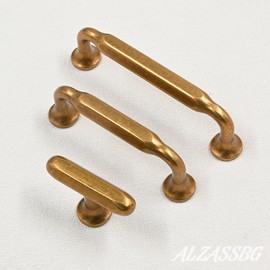 Alzassbg 10 Pack Antique Brass Cabinet Knobs, 2 Inch(50mm) Cabinet Hardware Kitchen T Bar Knobs for Cabinets and Drawers AL6109AE