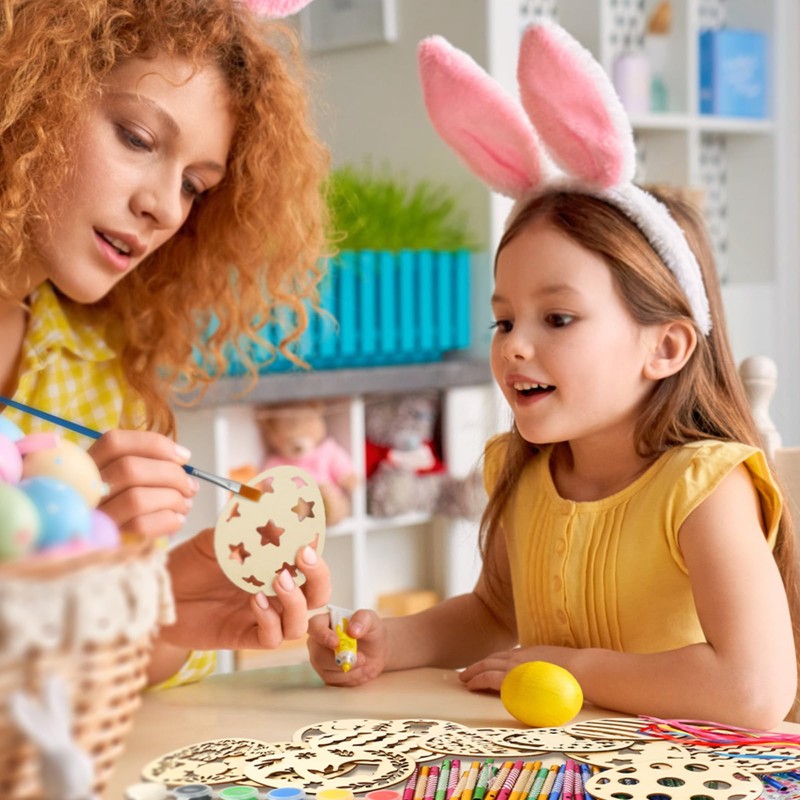 HAKOTOM Pack of 12 Easter Eggs Wind Chimes Craft Set