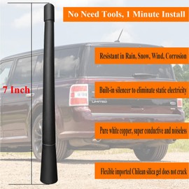 7 Inch Antenna Replacement for Ford Flex (2009-2018), Ford Flex Antenna, Flexible Rubber Antenna Mast
