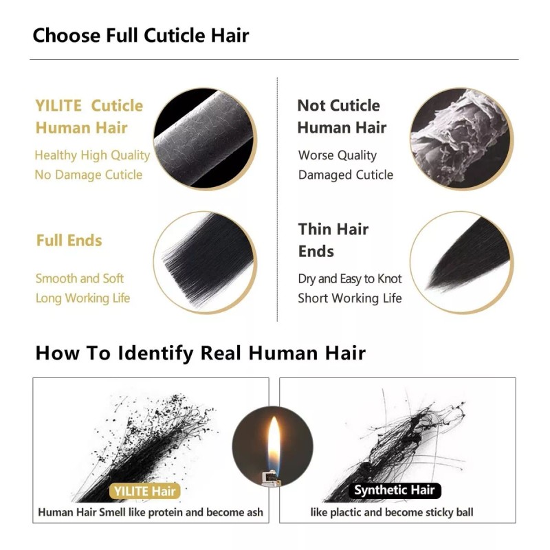 YILITE Extensiones Cabello Natural 14in Balayage Balayage Marr 40gr