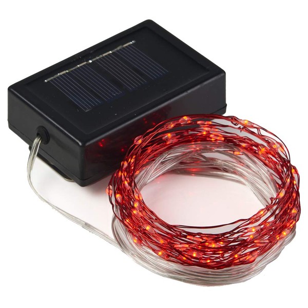 Solar Powered String Lights, 100 LED Copper Wire Lights, Waterproof Starry String Lights, Indoor/Outdoor Solar Decoration Lights For Gardens, Patios, Homes, Parties: 20 ft, Red