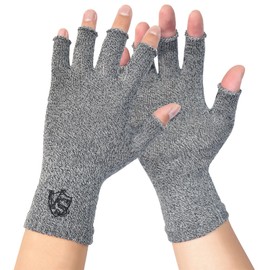 VITAL SALVEO CJ-5501 Fingerless Compression Gloves, Functional, Fingerless, Thimble, Gloves, Office, Outdoor, Sports, Exercise, Unisex, Left and Right Pair, gray (light gray)