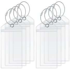 8 Pcs Cruise Luggage Tags Holders, Clear Cruise Luggage Bag Tags with Zip Seal & Steel Loops Reusable, for Cruise Ships, ID Badge, Cruise Travel Accessories