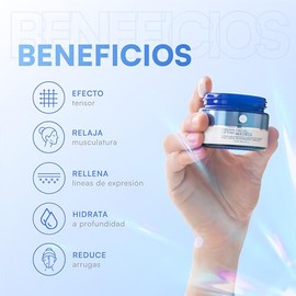 MIST JEWEL Crema TENS-UP Facial con Postbióticos marinos, Ácido Hialurónico, Caviar Verde y Q10 | Crema tensora efecto lifting e hidratante de cuidado facial para uso de día y noche skin care hombre y mujer. Todo tipo de piel 50g