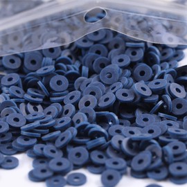 2000pcs Dark Blue Clay Beads for Bracelets Making, Flat Round Polymer Clay Beads 6mm Spacer Heishi Beads for Jewelry Making Earring Bracelets Necklace