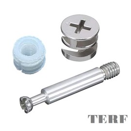 TERF® Cam Fixing Dowel Screw (M6 X 41mm) Cam Lock (15mm X 12mm) and Pre-Inserted Threaded Cam Dowel Nuts (M6 X 10.5mm) Flat Pack Furniture Cam Fixing Joint Connector Universal Kit - 10 Sets