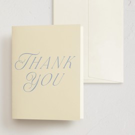 Minted Thank You Cards Pack, Set of 10, Folded Thank You Cards with Envelopes, Blank Card, Luxe Script Design in Cream & Blue, Luxurious Paper, Designed by Independent Artists, Wedding or Everyday Use