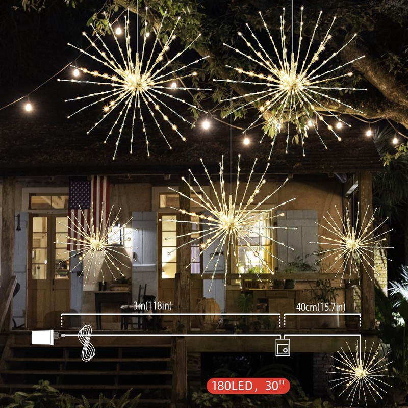 LAMPHOME 30" 180LED 3D Starlight Bursts with Multi-Functions Warm White