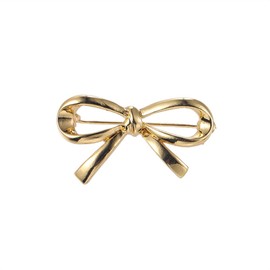 Minimalist Bow Knot Brooch Pin Ribbon Bowknot Lapel Shawl Pins for Women Girls Classic Sweater Hat Scarf Dress Suit Badges Clothes Accessories Brooches Fashion Jewelry (Gold)