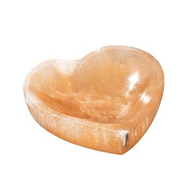 NKlaus Peach Selenite Heart Bowl 10.5 x 10 x 3 cm - Heart-Shaped Bowl Made of Peach Selenite, Ideal for Gemstones and Jewellery, Handmade for Meditation and Energy Work, Spiritual Decoration 16337
