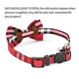 CHUKCHI 2 Pack/Set Cat Collar Breakaway with Cute Bow Tie and Bell for Kitty and Some Puppies, Adjustable from 7.8-10.5 Inch (Black+Red)