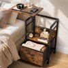 Swivel Lift Top Nightstand with Charging Station, 2-Tier 360° Adjustable