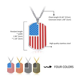 OIDEA Stainless Steel USA Army Card American Flag Patriotic Dog Tag Pendant Necklace