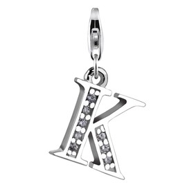 Nenalina Charm Letter K Pendant in 925 Sterling Silver for All Standard Charm Carriers - 712711-019