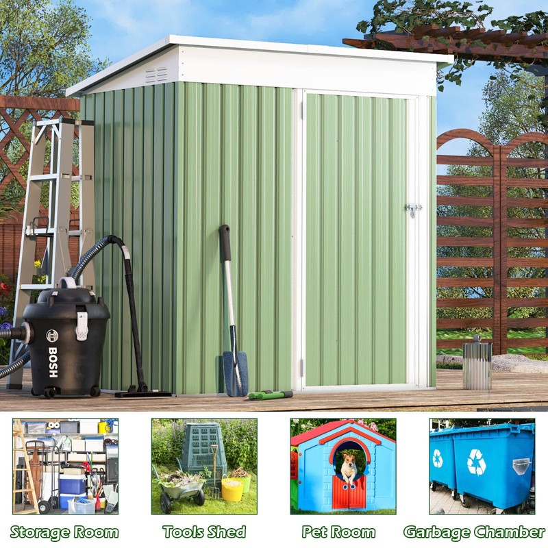 AECOJOY 5' x 3' Shed Outdoor Storage Shed, Small Metal