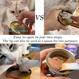 IVIA PET Food Can Spoon & Lids, One Multi-Functional Opener Spatula, 4 PCS BPA Free Silicone Universal Can Covers, Cute Paw Shape Spoon for Cat Dog Wet Food (Pink)