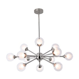 Modern Globe Chandelier Sputnik Brushed Nickel Dining Room Chandeliers 12 Lights Bubble Glass Ball Pendant Lighting Hanging Ceiling Light Fixtures for Living Room Bedroom