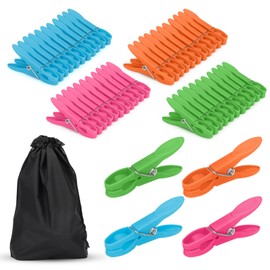 48 Packs Clothes Pegs, Clothes Pegs For Washing Line, Towel Clips with Storage Bag Super Grip Strong Plastic Clothes Pegs with Multicolors, Non Slip Laundry Clips for Home & Garden