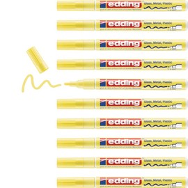 edding 751 Gloss Paint Marker - pastel yellow - 10 Paint Markers - Round Tip 1-2 mm - Paint Pen for Glass, Pebbles, Wood, Plastic, paper - Waterproof, high coverage