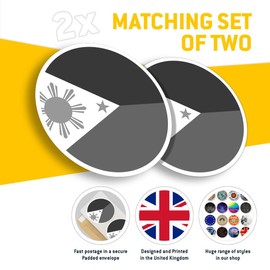 Vinyl Round Stickers (Set of 2) 10cm - BW - Philippines Flag Travel for Laptops, Tablets, Luggage, Scrap Booking, Fridges #41822