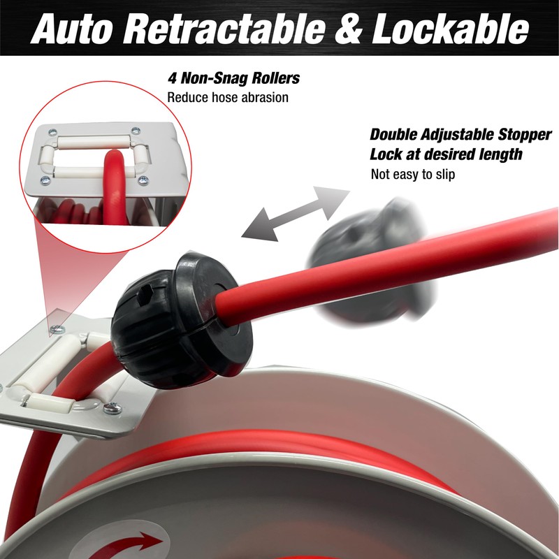 LAUCO Retractable Air Hose Reel, 3/8 IN x 50 FT