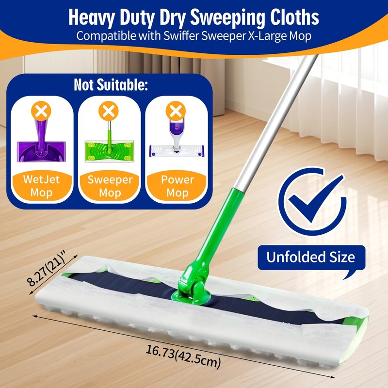 FURCIELOS 20 Count XL Pet Dry Sweeping Cloth Refills for