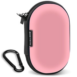 RISETECH Earbud Case Wired Earphone Case Hard EVA Small Zipper Pouch IEM Case Compatible with in Ear Monitor, Oval Wireless Earbuds, Beats Studio Buds, TOZO Golden X1, Soundcore Space A40 -Pink