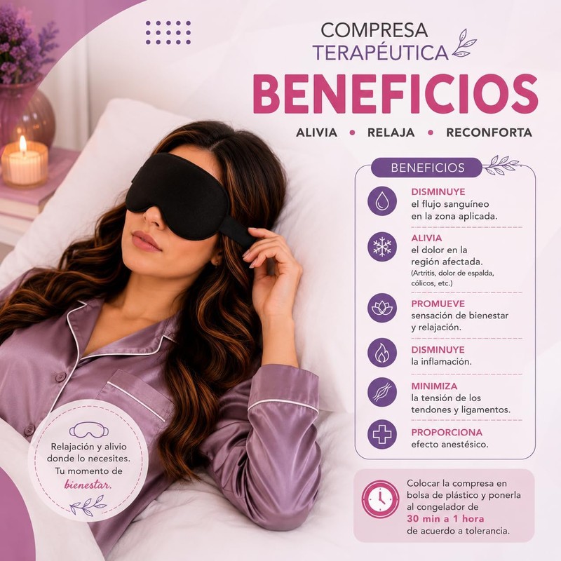 Antifaz de Semillas Máscara Térmica para Ojos con Calor Húmedo