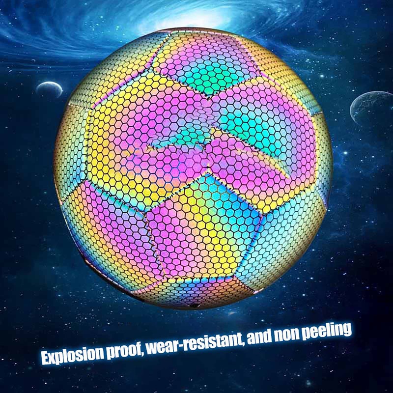Reflective Football PU Glowing Sports Soccer Ball with Pump for