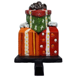 Lulu Decor, 100% cast Iron Gift Boxes Stocking Holders 2 Pieces, Strong Sturdy Hooks in Nice Christmas Colors Weighs 3 lb 8.4 oz, Measures 8 x 3 x 4 inches