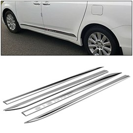 Kojem 4 Pcs Chrome Outside Door Body Side Molding Trim W/Tape Compatible with 2011-2020 Toyota Sienna