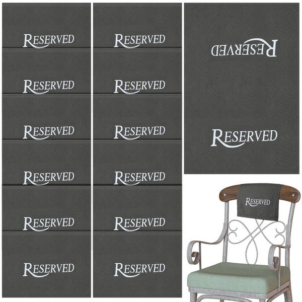 Tegeme Reserved Chair Signs Church Pew Reserved Sign Reserved Seating Placeholder for Church or Event (12 Pieces,Gray)