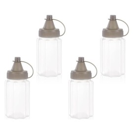 GANPUB 4pcs Mini Jam Squeeze Bottle Jar Sauce Seasoning Box with Lid, Squeeze Bottle Portable PP Kitchen Easy Clean Spices Storage Container Condiment Squeeze Bottles