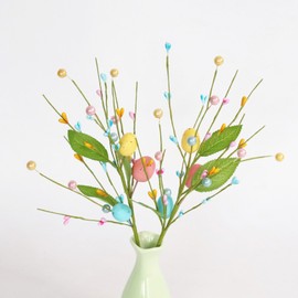 Artificial Easter Eggs Stems, Colorful Easter Berry Picks Berry Stems with Eggs for Easter Celebration and Home Centerpiece Vase Mantle Decor
