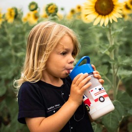 Wildkin Kids 16 Oz Water Bottle – Straw Lid & Handle, Easy to Clean, Ideal for School & Travel - Heroes