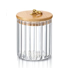 LUCKTE Glass Coffee Nuts Canister Airtight Storage Jar With Bamboo Lids Metal Handle Clear Glass Containers for Home Kitchen Storing Candy, Cookie, Pasta, Oatmeal, Spices (samll)