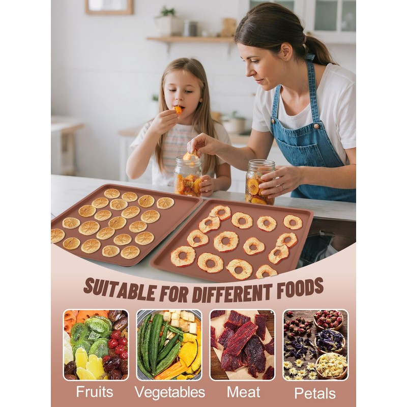 Aulock 6 Pcs Silicone Food Dehydrator Sheets with Edge, Compatible