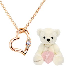 Sears Natural Diamond Love Heart Necklace and Pink Teddy Bear, Silver