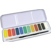 Derwent Academy Watercolour Paint Tin with Paintbrush and Mixing Palette,