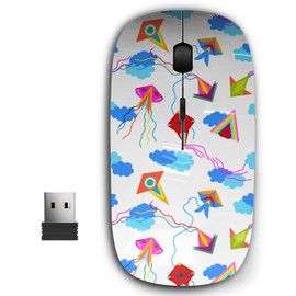 KAWAMOUSE 2.4G Ergonomic Portable USB Wireless Mouse for PC, Laptop, Computer, Notebook with Nano Receiver (Colorful Kites Sky)
