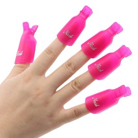 Useful 10Pcs Plastic Acrylic Nail Art Soak Off Clip Cap UV Gel Polish Remover Wrap Tool (Rose-Red)