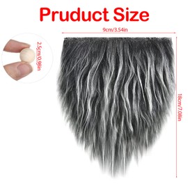 Pack of 3 Pre-Cut Gnome Beard for Crafts, Christmas Pre-Cut Gnome Beard with 3 Wooden Balls Set, Long Hair Plush for Crafts for DIY Easter Decoration Gnome Figures Beard (Dark Grey)