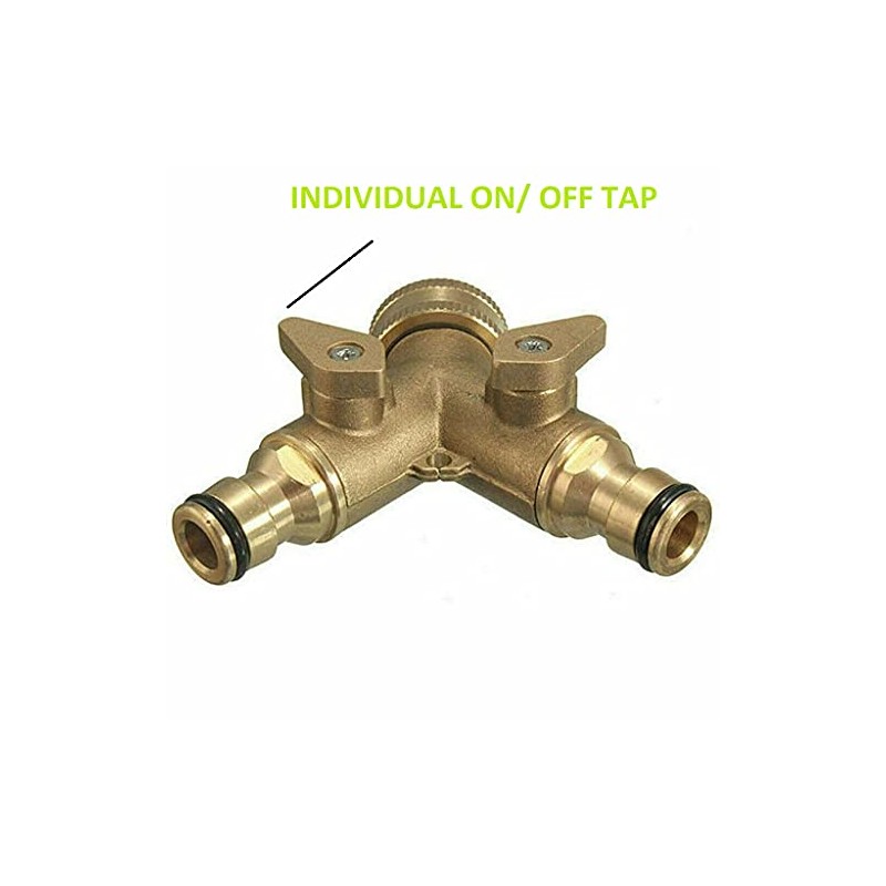 Unibos | Solid Brass Double Hose Connector for Outdoor Tap