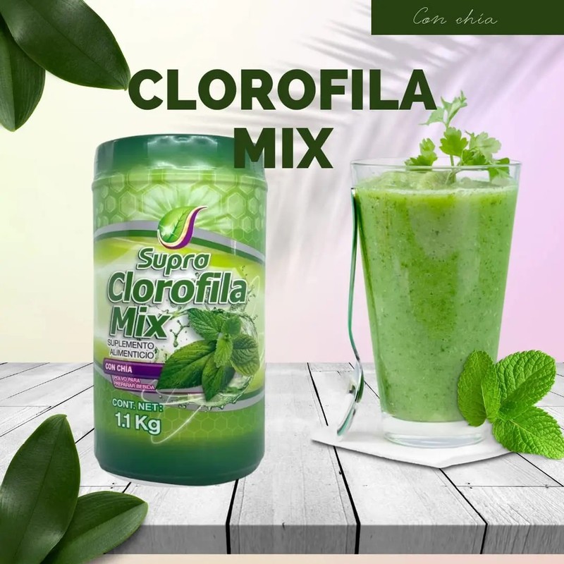 Clorofila Mix Bebida Con Chía Espirulina Omega Magnesio 1.1k
