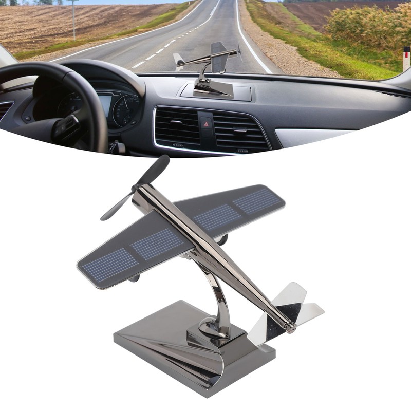 Solar Airplane Rotating Propellers Zinc Alloy Plastic Easy Assembly Solar