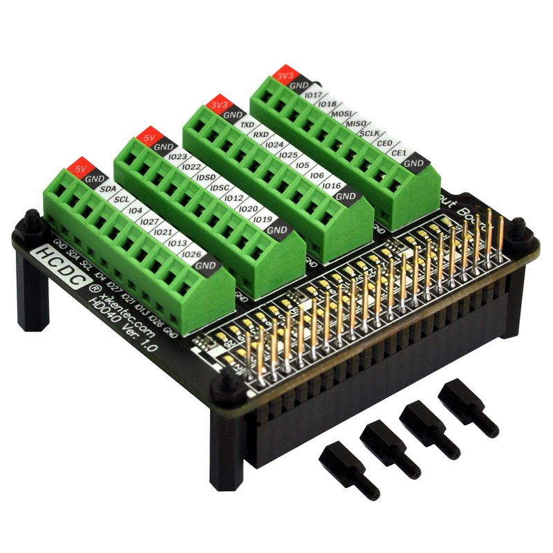 RPi GPIO Status LED & Terminal Block Breakout Board HAT